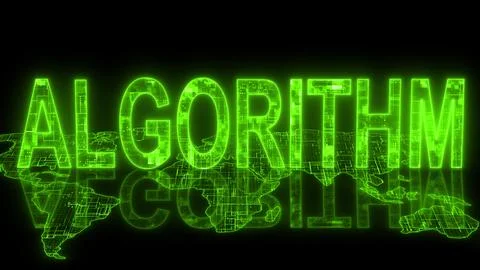 Algorithm text technology earth map green glow Stock Illustration