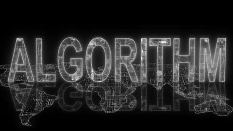 Algorithm text technology earth map white glow 库存插图