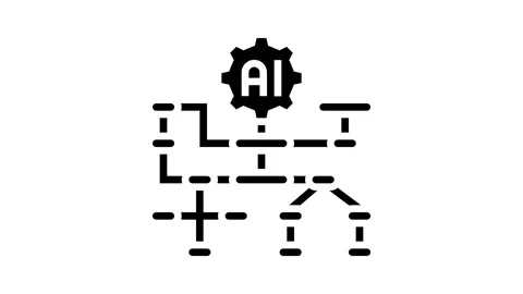 Algorithm transparency glyph icon animation 스톡 동영상 326143415