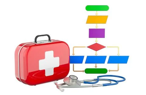 Algorithm treatment, concept. 3D rendering Stock Illustration