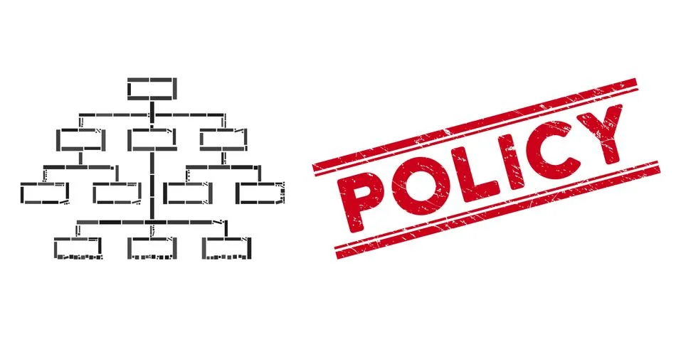 Algorithm Tree Mosaic and Distress Policy Stamp with Lines Stock Illustration