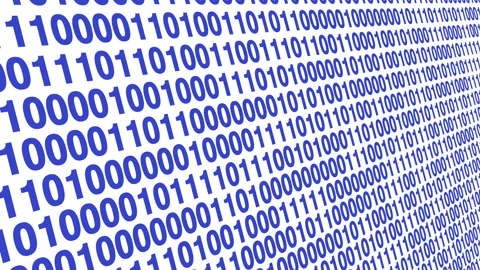 Algorithm for visualising lines of binary code on white background in cyber Stock Footage 260499646
