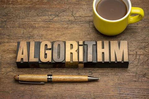 Algorithm word abstract in vintage letterpress wood type Stock Photos