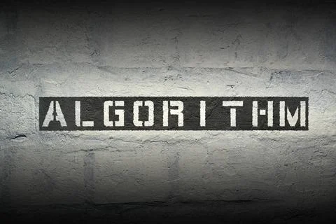 Algorithm word gr algorithm stencil print on the grunge white brick wall C... Stock Photos