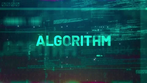 Algorithm Word on High Technology Futuristic Background Stockbeeldmateriaal 339075810