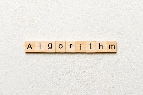 Algorithm word written on wood block. Algorithm text on table, concept Stock Photos
