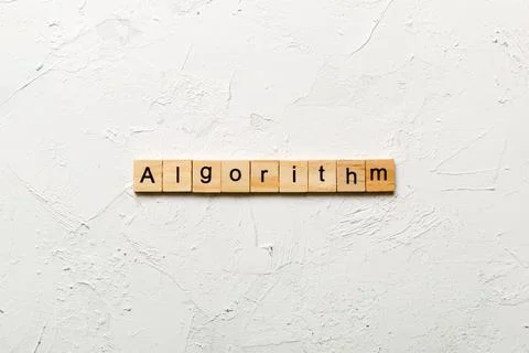 Algorithm word written on wood block. Algorithm text on table, concept 写真素材