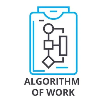 Algorithm of work thin line icon, sign, symbol, illustation, linear concept 库存插图