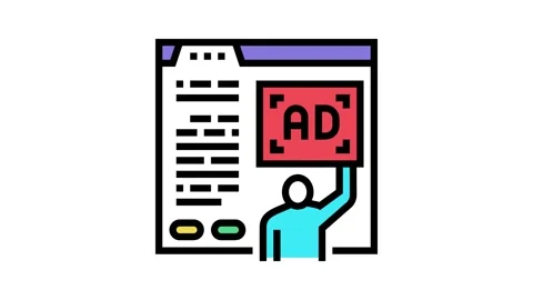 Algorithmic ad placement publisher color icon animation Video stock 164906923