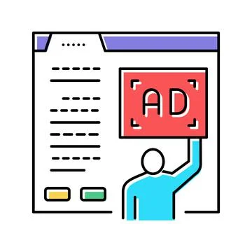 Algorithmic ad placement publisher color icon vector illustration Illustrazione stock