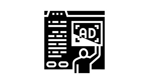 Algorithmic ad placement publisher glyph icon animation 動画素材 164943591