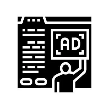 Algorithmic ad placement publisher glyph icon vector illustration Illustrazione stock