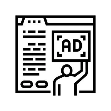 Algorithmic ad placement publisher line icon vector illustration 스톡 일러스트
