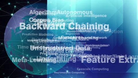 Algorithmic background of artificial intelligence letterings using machine Stock-Footage 270196492