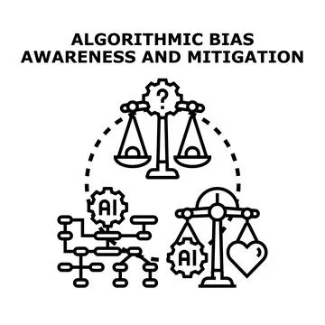 Algorithmic bias awareness, mitigation, and ethical ai decision making Illustrazione stock