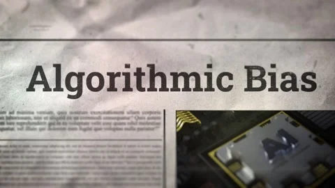 Algorithmic Bias Title on Digital Newspaper Stockbeeldmateriaal 316996994