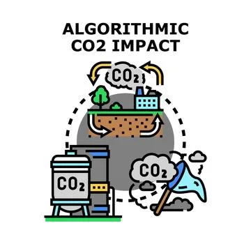 Algorithmic carbon dioxide impact and management cycle Stock Illustration