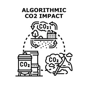 Algorithmic carbon dioxide impact and management cycle Stock Illustration