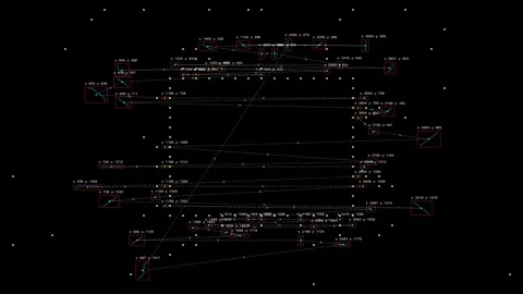 Algorithmic network mapping, real-time node interaction, and routing paths. Stock Footage 320933691