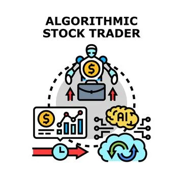 Algorithmic stock trading automating financial market investments Stock Illustration