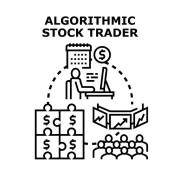 Algorithmic stock trading process and financial market strategy Stock Illustration