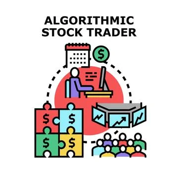 Algorithmic stock trading process and financial market strategy Stock Illustration