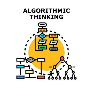 Algorithmic thinking developing logical process and data structure Illustrazione stock