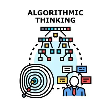 Algorithmic thinking process representing data analysis and strategy Stock Illustration