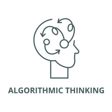 Algorithmic thinking vector line icon, outline concept, linear sign Illustrazione stock