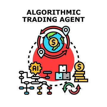Algorithmic trading agent automating global financial operations Stock Illustration