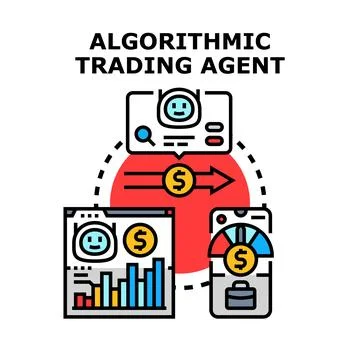 Algorithmic trading agent creating financial market opportunities Stock Illustration
