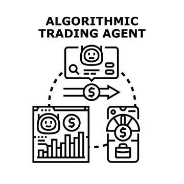 Algorithmic trading agent creating financial market opportunities Stock Illustration