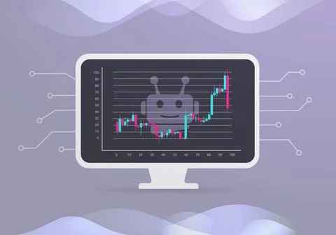 Algorithmic trading concept. AI-managed automated programmatic trading and Stock Illustration