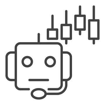 Algorithmic Trading Machine and Candlestick Chart vector linear icon or symbo イラスト素材