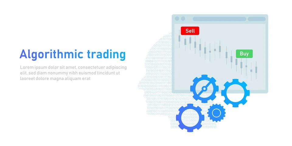 Algorithmic trading robot transaction trade automation financial market Stock Illustration