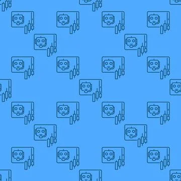 Algorithmic Trading Speech Bubble vector AI Bot linear seamless pattern Stock Illustration