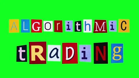 Algorithmic trading title on alpha channel background in stop motion loop Stock Footage 258178343