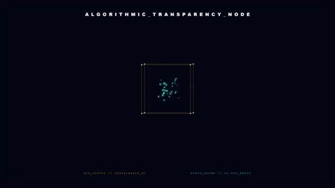 Algorithmic Transparency Node Animation with 3D Wireframe Cube and Glowing Data Vídeos de archivo 344232161