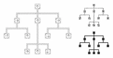 Algorithmic Tree Vector Mesh 2D Model and Triangle Mosaic Icon 스톡 일러스트