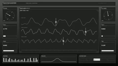 Algorithmic Waveform Control Panel Seamless Loop Video stock 342100155