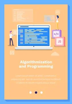 Algorithmization and programming vector illustration. Website landing page Illustrazione stock