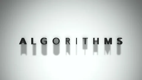 Algorithms 3D title animation matte black text on a white background Stock Footage 300715524