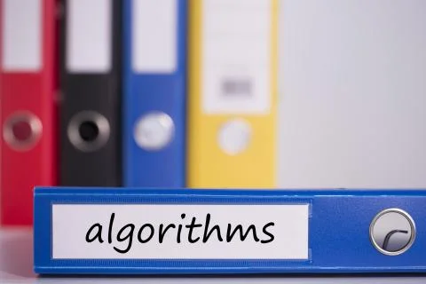 Algorithms on blue business binder 库存照片
