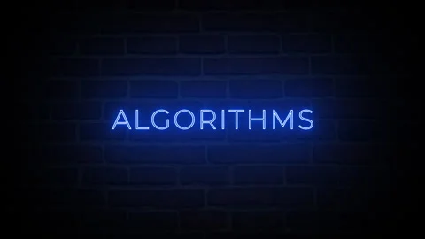 Algorithms neon glow text typography animation 4k video Stockbeeldmateriaal 283861851