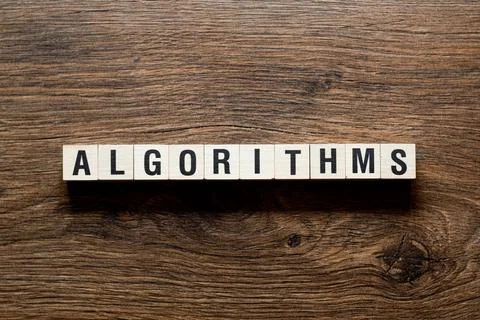 Algorithms - word concept on building blocks, text Stock Photos