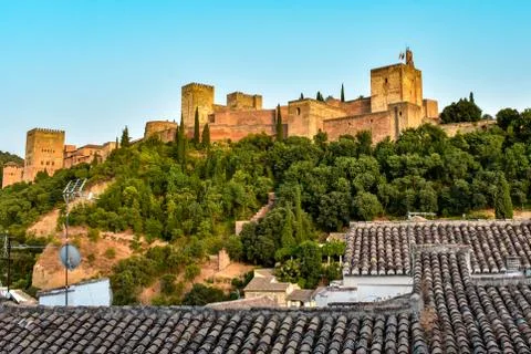 Alhambra from below Stock Photos