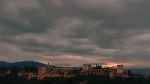 The Alhambra at sunset Video stock 36041764