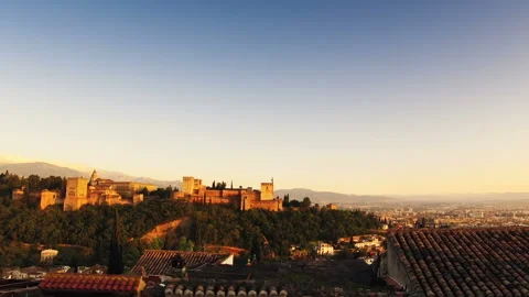 Alhambra at sunset Stock Footage 106485767