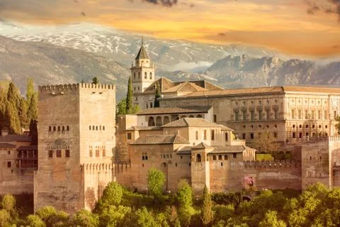 Alhambra sunset Stock Photos