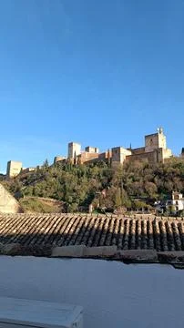 Alhambra view from Granada's rooftops Stock Photos